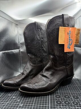 Olathe Boot Co. Dark Brown Bush Kangaroo Western Boots
